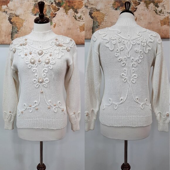 Vtg 80s 3D knotted sweater - Donagain brand - Picture 1 of 8